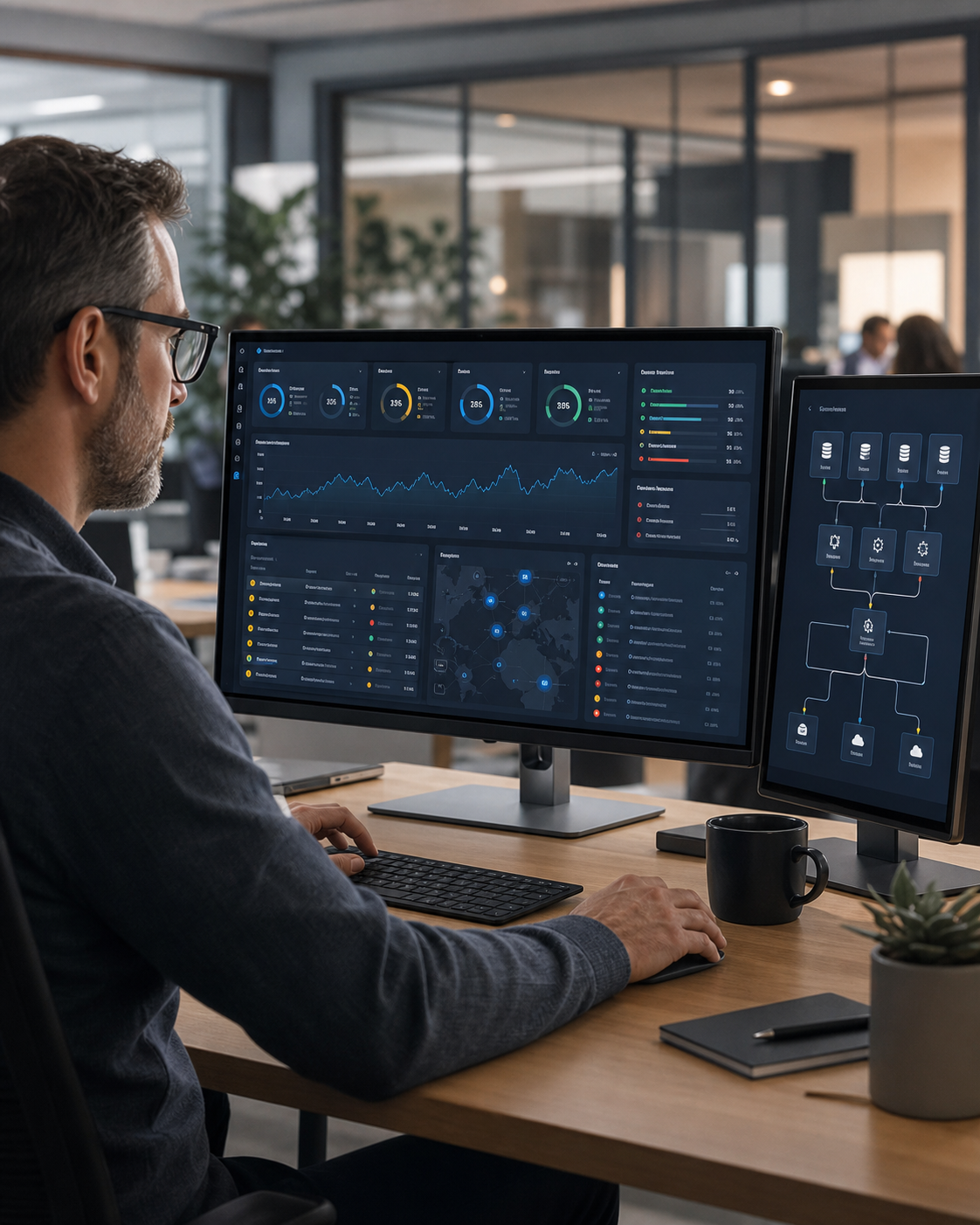 Operational dashboard running on a monitor